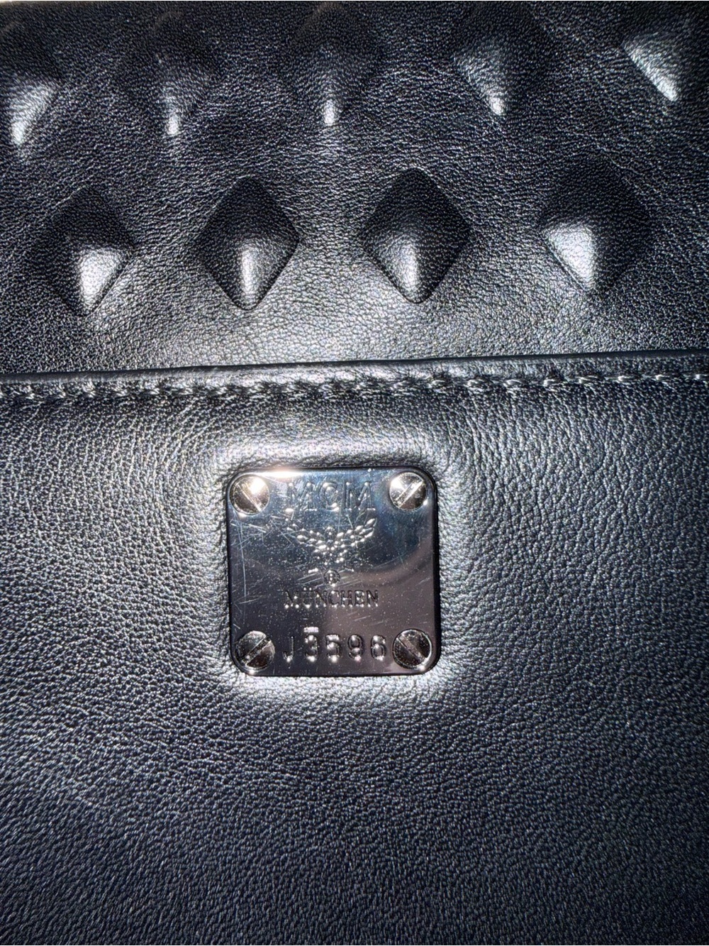 MCM Black Studded Foldover Clutch - Picture 3 of 12